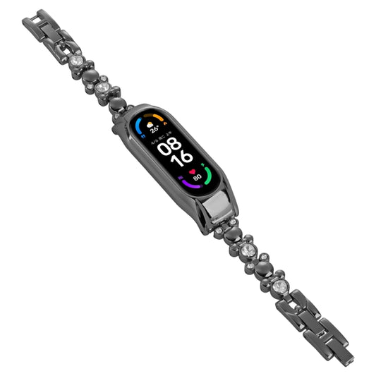 For Xiaomi Mi Band 8 Cute Bear Diamond Metal Watch Band(Black) by buy2fix