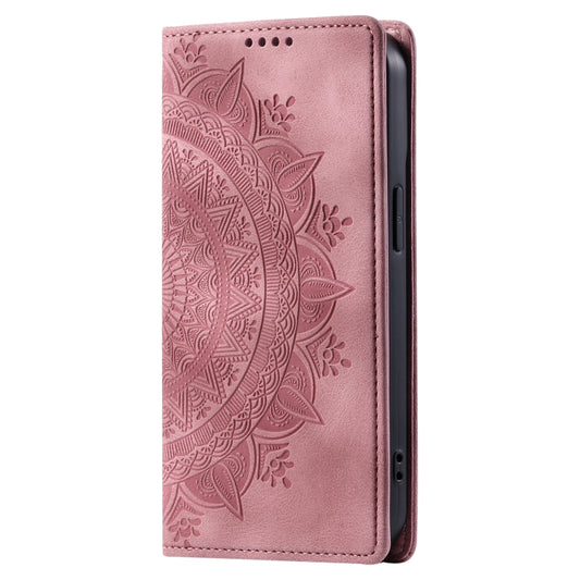For Xiaomi Redmi 12 4G/5G / Note 12R Totem Embossed Magnetic Leather Phone Case(Rose Gold) by buy2fix