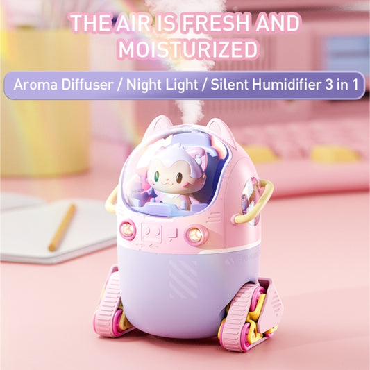 MJ066 220ML Portable Desktop Cute Cartoon Tank Car Air Humidifier with LED Lights, Model:Rechargeable(Green) by buy2fix