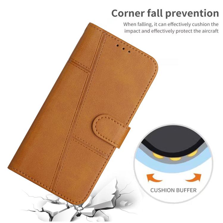 For Google Pixel 10 / 10 Pro Stitching Calf Texture Buckle Leather Phone Case(Yellow) - Google Cases by buy2fix | Online Shopping UK | buy2fix