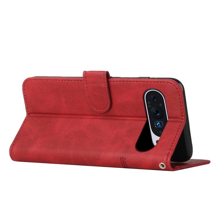 For Google Pixel 10 Pro XL Stitching Calf Texture Buckle Leather Phone Case(Red) - Google Cases by buy2fix | Online Shopping UK | buy2fix