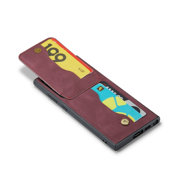 For Samsung Galaxy S24 Ultra 5G Fierre Shann Crazy Horse Card Holder Back Cover PU Phone Case(Wine Red) - Galaxy S24 Ultra 5G Cases by FIERRE SHANN | Online Shopping UK | buy2fix