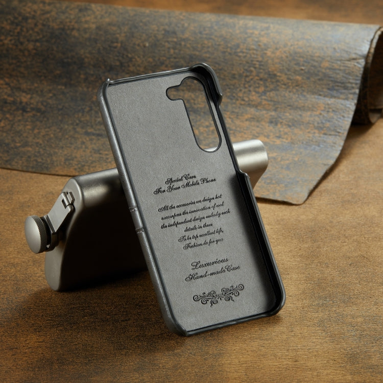 For Samsung Galaxy S24+ 5G Fierre Shann Oil Wax Texture Leather Phone Case with Card Slots(Black) by FIERRE SHANN