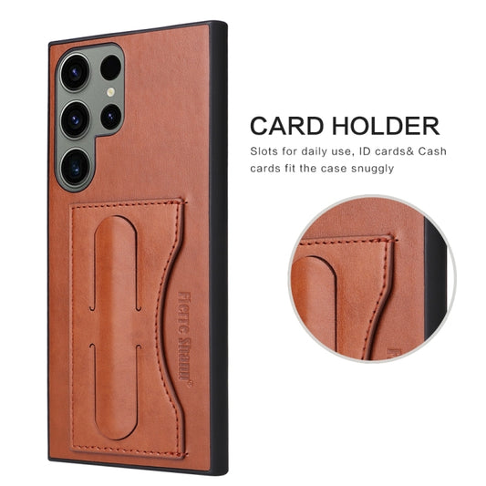 For Samsung Galaxy S24+ 5G Fierre Shann Full Coverage Protective Leather Phone Case(Brown) by FIERRE SHANN