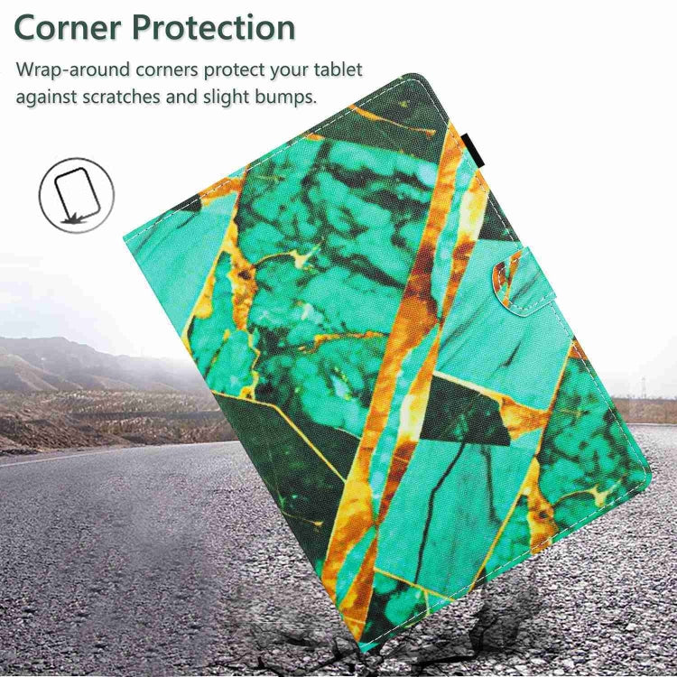 For 7 inch Universal Marble Pattern Stitching Leather Tablet Case(Gold Green) - 7 inch by buy2fix | Online Shopping UK | buy2fix