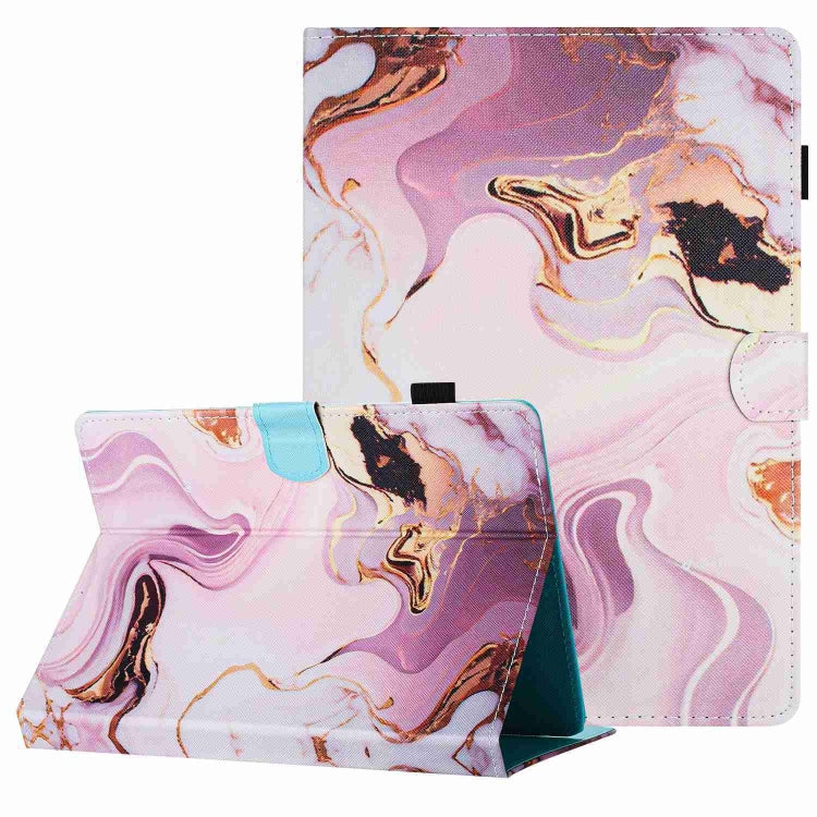 For 8 inch Universal Marble Pattern Stitching Leather Tablet Case(Gold Pink) - 8 inch by buy2fix | Online Shopping UK | buy2fix