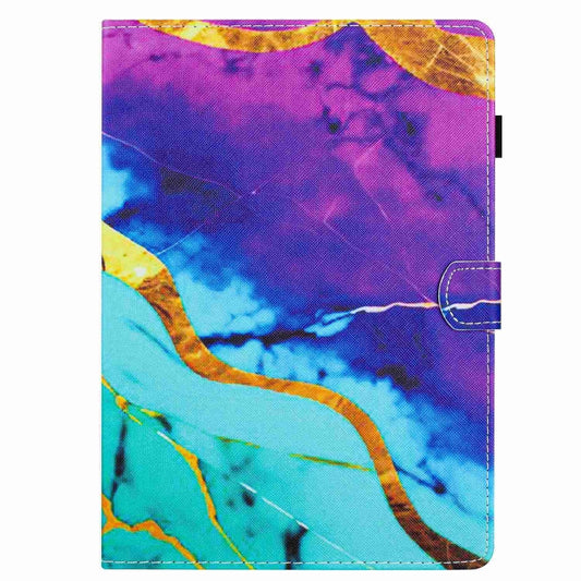 For 10 inch Universal Marble Pattern Stitching Leather Tablet Case(Purple Blue) - 10 - 11 inch by buy2fix | Online Shopping UK | buy2fix
