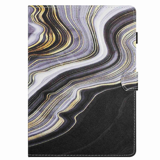 For iPad 11 Pro 2024 / 2020 / Air 4 10.9 Marble Pattern Stitching Smart Leather Tablet Case(Black Gold) by buy2fix