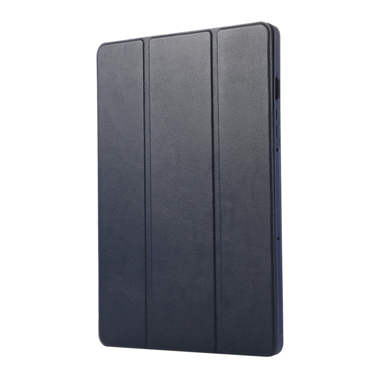 For Samsung Galaxy Tab S10 FE / S9 3-Fold Pure Color TPU Leather Tablet Case with Pen Slot(Dark Blue) - Galaxy Tab S9 Cases by buy2fix | Online Shopping UK | buy2fix