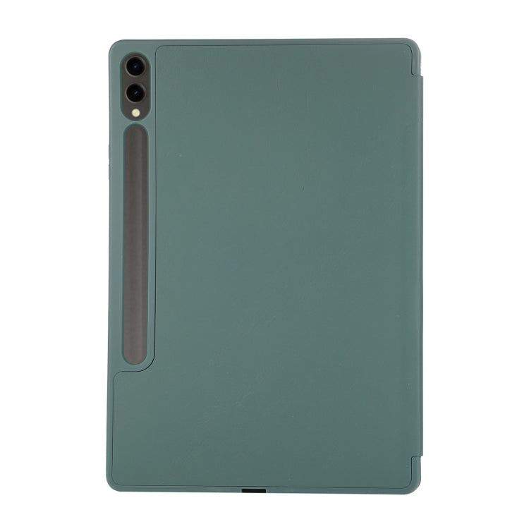 For Samsung Galaxy Tab S9+ / S10+ 3-Fold Pure Color TPU Leather Tablet Case with Pen Slot(Dark Green) - Galaxy Tab S9+ Cases by buy2fix | Online Shopping UK | buy2fix