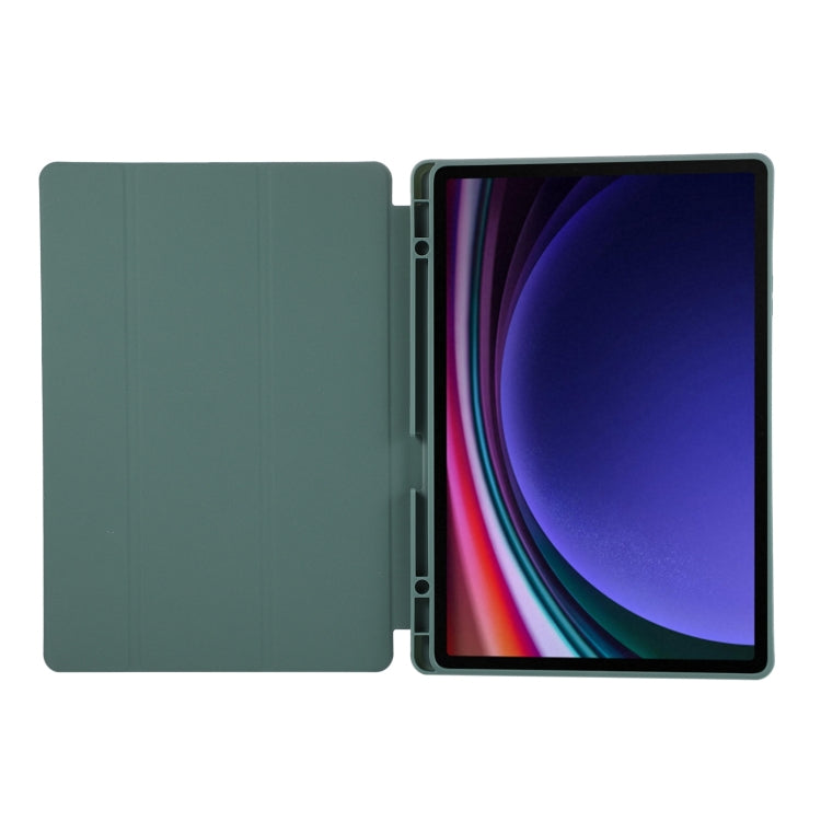 For Samsung Galaxy Tab S9+ / S10+ 3-Fold Pure Color TPU Leather Tablet Case with Pen Slot(Dark Green) - Galaxy Tab S9+ Cases by buy2fix | Online Shopping UK | buy2fix