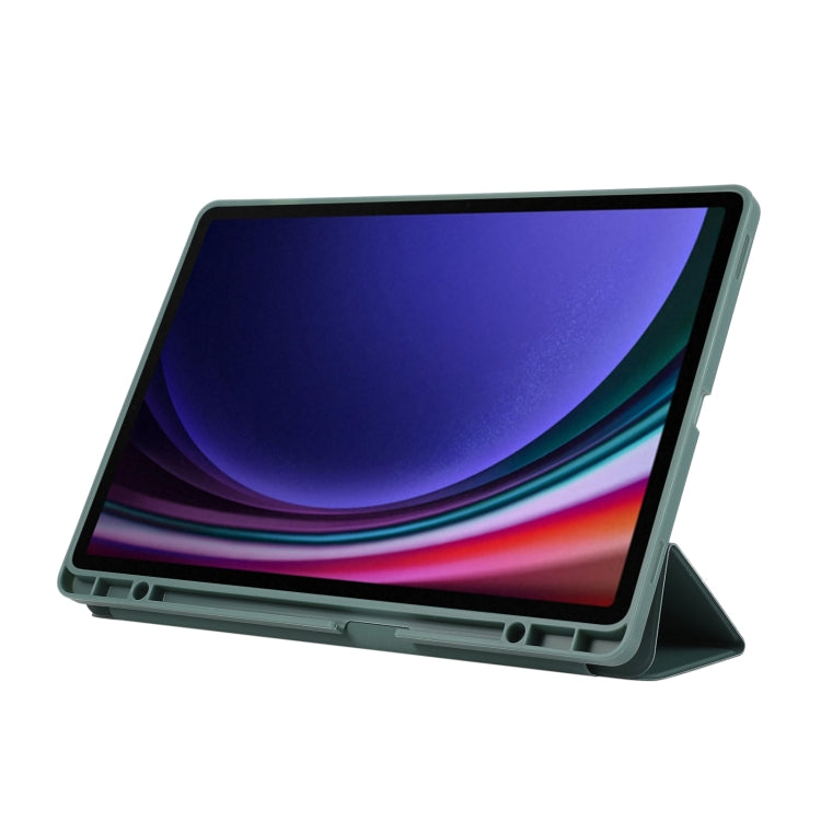 For Samsung Galaxy Tab S9+ / S10+ 3-Fold Pure Color TPU Leather Tablet Case with Pen Slot(Dark Green) - Galaxy Tab S9+ Cases by buy2fix | Online Shopping UK | buy2fix