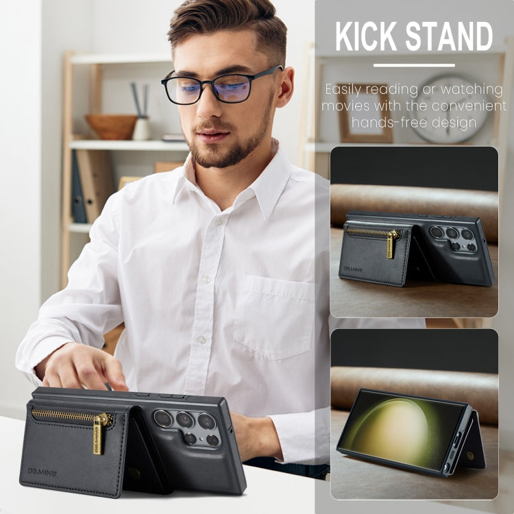 For Samsung Galaxy S23 Ultra DG.MING M5 Series Zip RFID Multi Card Detachable Leather Phone Case(Black) by DG.MING