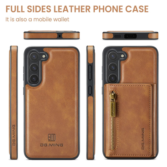 For Samsung Galaxy S23+ DG.MING M5 Series Zip RFID Multi Card Detachable Leather Phone Case(Brown) by DG.MING