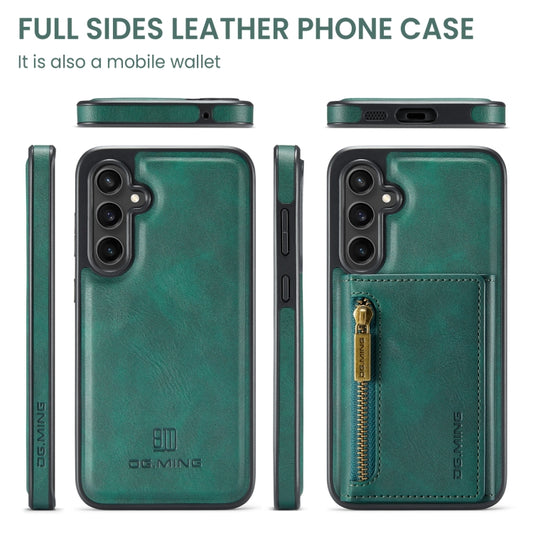 For Samsung Galaxy S23 FE 5G DG.MING M5 Series Zip RFID Multi Card Detachable Leather Phone Case(Green) by DG.MING