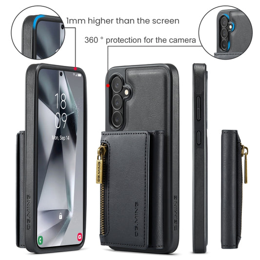 For Samsung Galaxy S24 FE 5G DG.MING M5 Series Zip RFID Multi Card Detachable Leather Phone Case(Black) by DG.MING