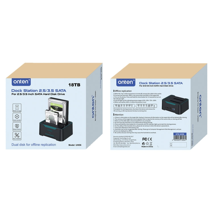 Onten UHD6 Dual Bay External Hard Drive Docking Station Expansion Base by Onten