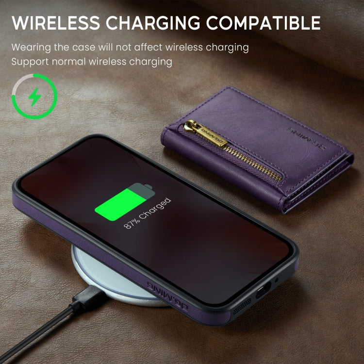 For Google Pixel 9 / 9 Pro DG.MING M5 Series Zip RFID Multi Card Detachable Leather Phone Case(Purple) - Google Cases by DG.MING | Online Shopping UK | buy2fix