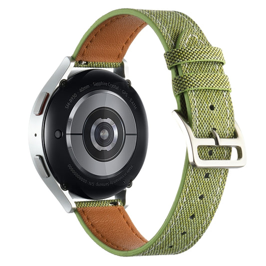 20mm Universal Denim Leather Buckle Watch Band(Grass Green) by buy2fix