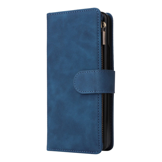 For Samsung Galaxy Z Fold5 Multifunctional Frosted Zipper Wallet Leather Phone Case(Blue) by buy2fix