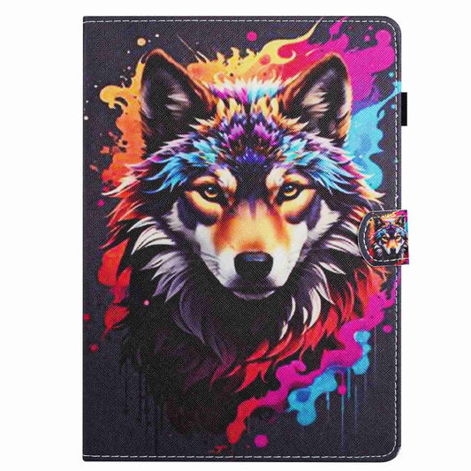 For 8 inch Painted Pattern Stitching Leather Tablet Case(Colorful Wolf) - 8 inch by buy2fix | Online Shopping UK | buy2fix