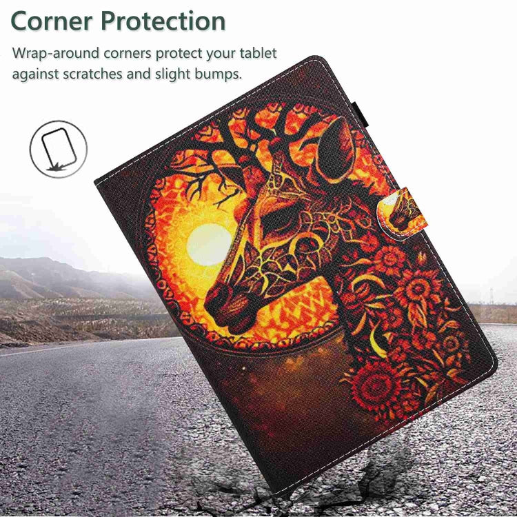 For 10 inch Painted Pattern Stitching Leather Tablet Case(Flower Deer) - 10 - 11 inch by buy2fix | Online Shopping UK | buy2fix