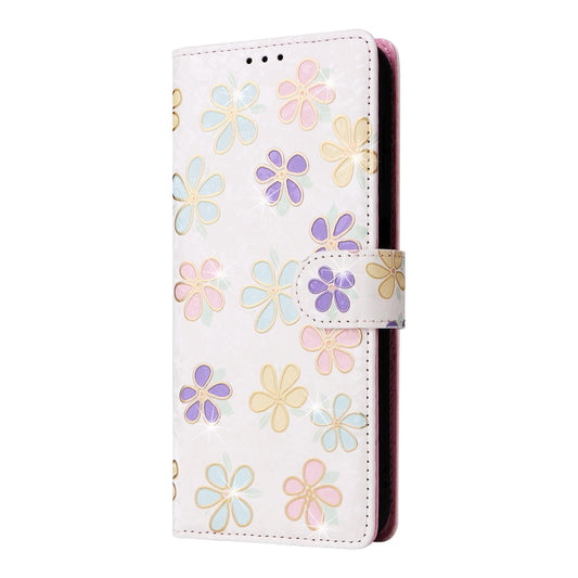 For Samsung Galaxy S24 5G Bronzing Painting RFID Leather Case(Bloosoming Flower) by buy2fix
