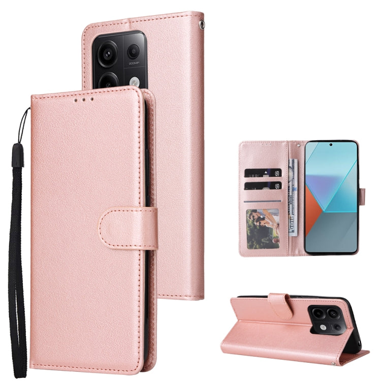 For Xiaomi Redmi Note 13 Pro 5G Multifunctional Horizontal Flip Leather Phone Case with Three Card Slot(Rose Gold) - Xiaomi Cases by buy2fix | Online Shopping UK | buy2fix