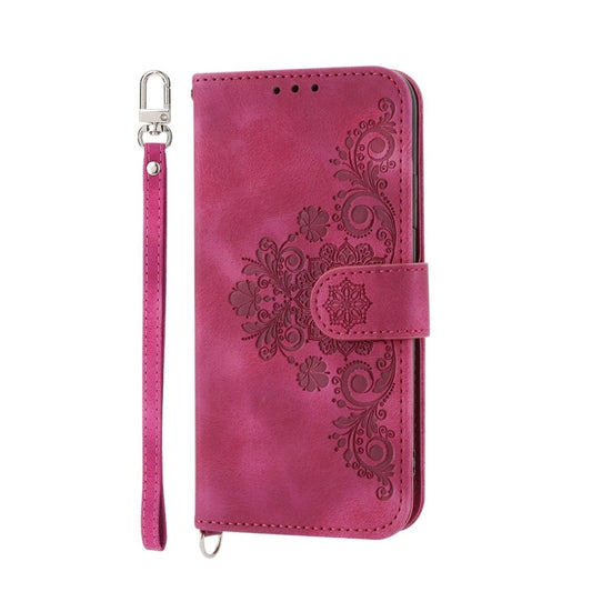For Google Pixel 9 Skin-feel Flowers Embossed Wallet Leather Phone Case(Wine Red) by buy2fix