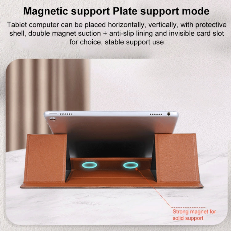 Magnetic PU Leather Tablet Laptop Folding Holder(Black) by buy2fix