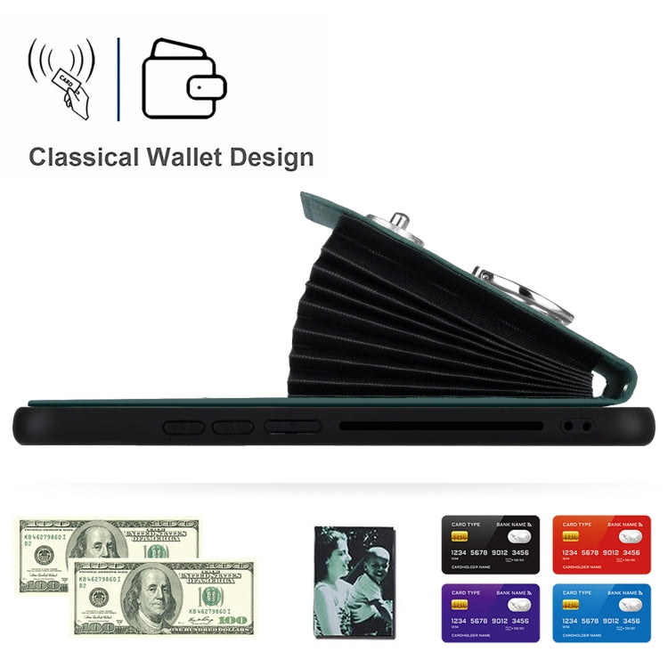 For Xiaomi Redmi Note 13 4G Global Organ Card Bag Ring Holder PU Phone Case(Green) - Xiaomi Cases by buy2fix | Online Shopping UK | buy2fix