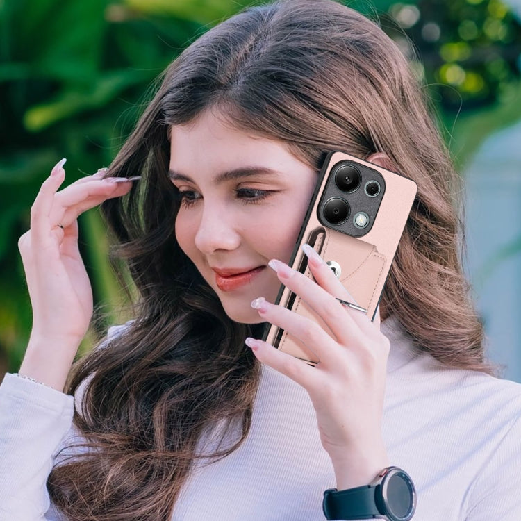 For Xiaomi Redmi Note 13 Pro 4G Global Organ Card Bag Ring Holder PU Phone Case(Pink) by buy2fix