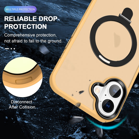 For iPhone 16 Plus Skin-feel MagSafe Holder PC Hybrid TPU Phone Case(Orange) by buy2fix