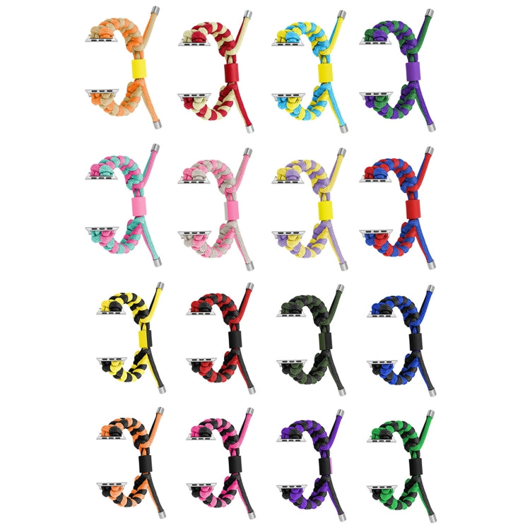 For Apple Watch Ultra 2 49mm Paracord Fishtail Braided Silicone Bead Watch Band(Black Purple) by buy2fix