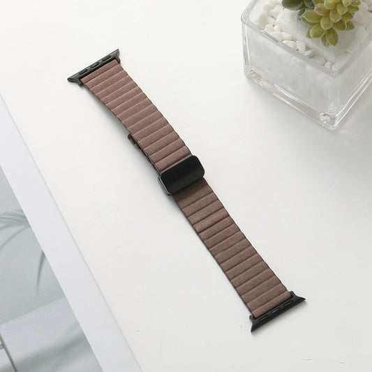 For Apple Watch Series 4 44mm Water Ripple Magnetic Folding Buckle Watch Band, Style: Bold Version(Light Brown) by buy2fix