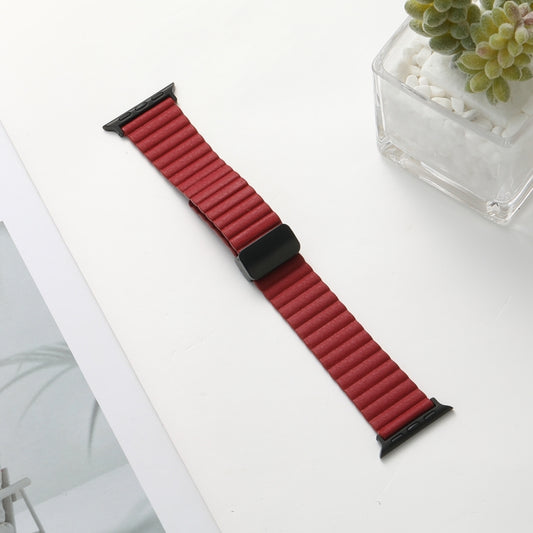 For Apple Watch Series 4 44mm Water Ripple Magnetic Folding Buckle Watch Band, Style: Bold Version(Wine Red) by buy2fix