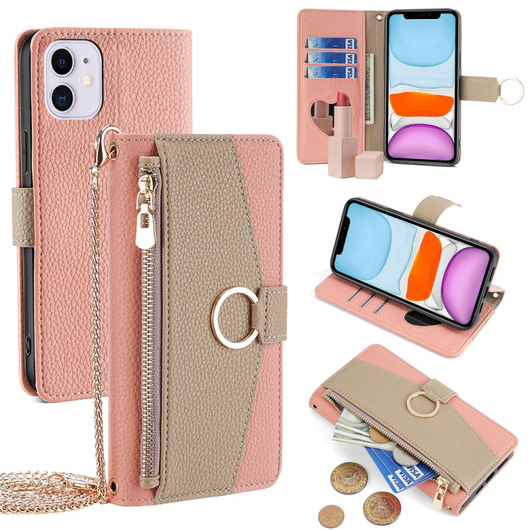 For iPhone 11 Crossbody Litchi Texture Leather Phone Case(Pink) - iPhone 11 Cases by buy2fix | Online Shopping UK | buy2fix