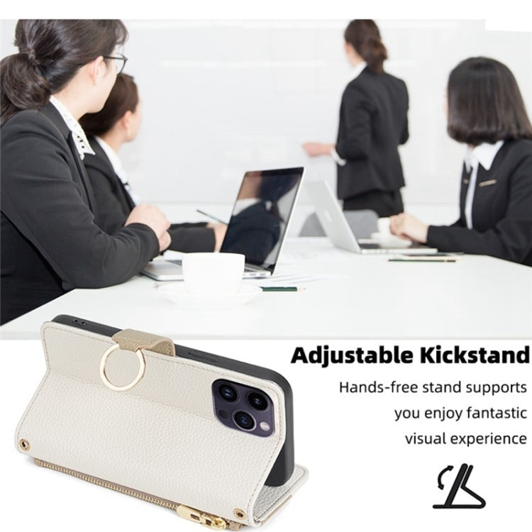 For iPhone XR Crossbody Litchi Texture Leather Phone Case(White) - More iPhone Cases by buy2fix | Online Shopping UK | buy2fix