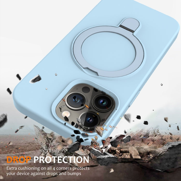 For iPhone 15 Pro Liquid Silicone MagSafe Magnetic Phone Case with Ring Holder(Sky Blue) - iPhone 15 Pro Cases by buy2fix | Online Shopping UK | buy2fix