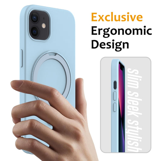 For iPhone 11 Liquid Silicone MagSafe Magnetic Phone Case with Ring Holder(Sky Blue) by buy2fix