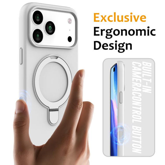 For iPhone 17 Pro Max Liquid Silicone MagSafe Magnetic Phone Case with Ring Holder(White) - iPhone 17 Pro Max Cases by buy2fix | Online Shopping UK | buy2fix