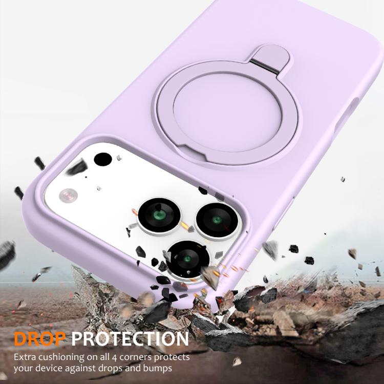 For iPhone 17 Pro Max Liquid Silicone MagSafe Magnetic Phone Case with Ring Holder(Lilac Purple) - iPhone 17 Pro Max Cases by buy2fix | Online Shopping UK | buy2fix