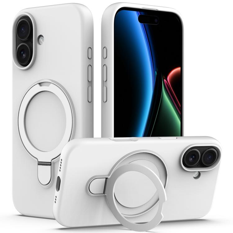 For iPhone 17 Liquid Silicone MagSafe Magnetic Phone Case with Ring Holder(White) - iPhone 17 Cases by buy2fix | Online Shopping UK | buy2fix