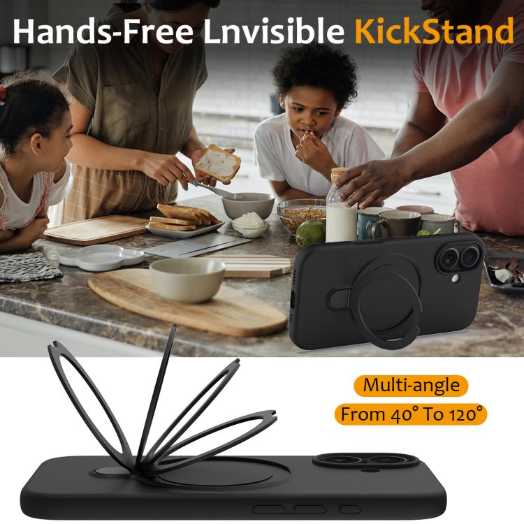 For iPhone 17 Liquid Silicone MagSafe Magnetic Phone Case with Ring Holder(Black) - iPhone 17 Cases by buy2fix | Online Shopping UK | buy2fix