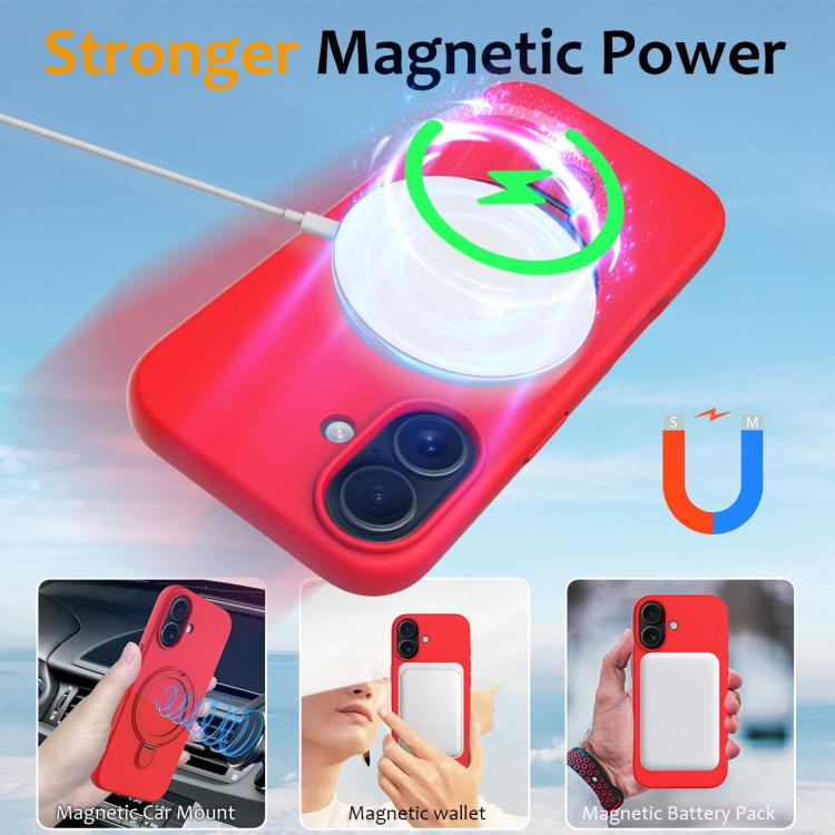 For iPhone 17 Liquid Silicone MagSafe Magnetic Phone Case with Ring Holder(Red) - iPhone 17 Cases by buy2fix | Online Shopping UK | buy2fix