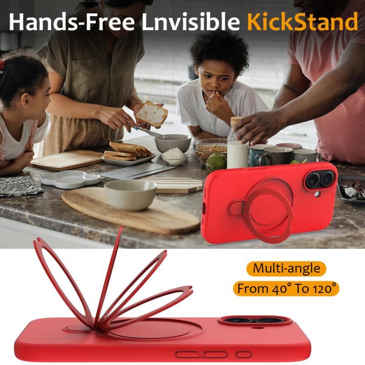 For iPhone 17 Liquid Silicone MagSafe Magnetic Phone Case with Ring Holder(Red) - iPhone 17 Cases by buy2fix | Online Shopping UK | buy2fix