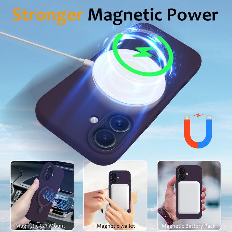 For iPhone 17 Liquid Silicone MagSafe Magnetic Phone Case with Ring Holder(Purple) - iPhone 17 Cases by buy2fix | Online Shopping UK | buy2fix