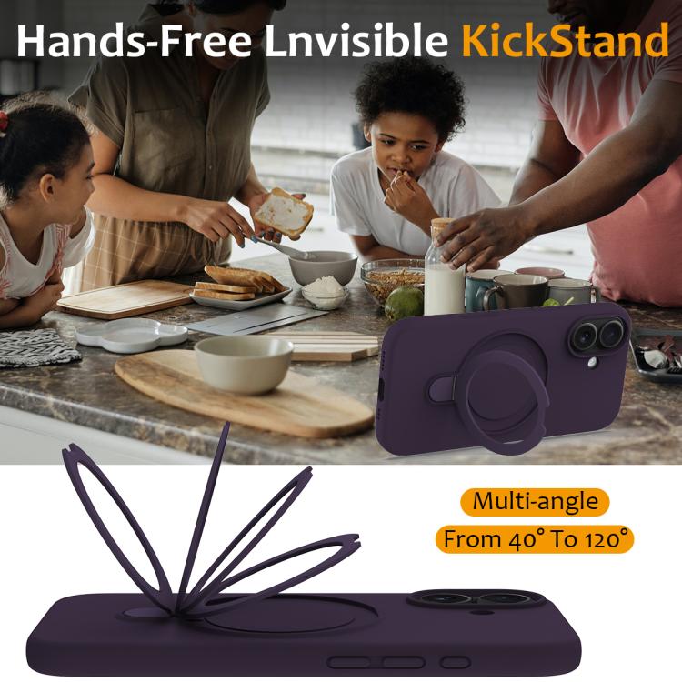 For iPhone 17 Liquid Silicone MagSafe Magnetic Phone Case with Ring Holder(Purple) - iPhone 17 Cases by buy2fix | Online Shopping UK | buy2fix