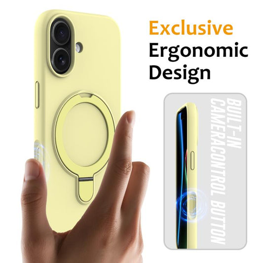 For iPhone 17 Liquid Silicone MagSafe Magnetic Phone Case with Ring Holder(Yellow) - iPhone 17 Cases by buy2fix | Online Shopping UK | buy2fix