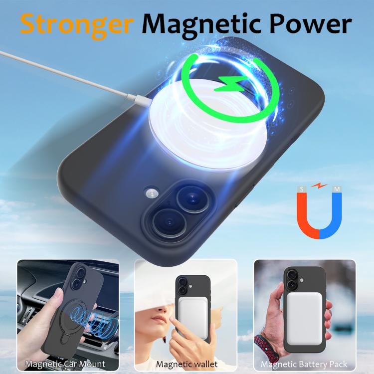 For iPhone 17 Liquid Silicone MagSafe Magnetic Phone Case with Ring Holder(Carbon Black) - iPhone 17 Cases by buy2fix | Online Shopping UK | buy2fix